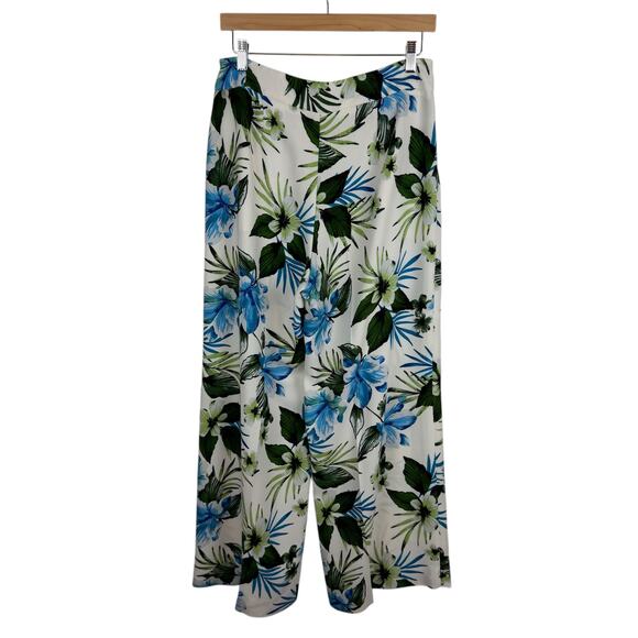 Banana Republic Womens High Rise Wide Leg‎ Floral Pants Sz 8 Tropical Vacation - Picture 2 of 16